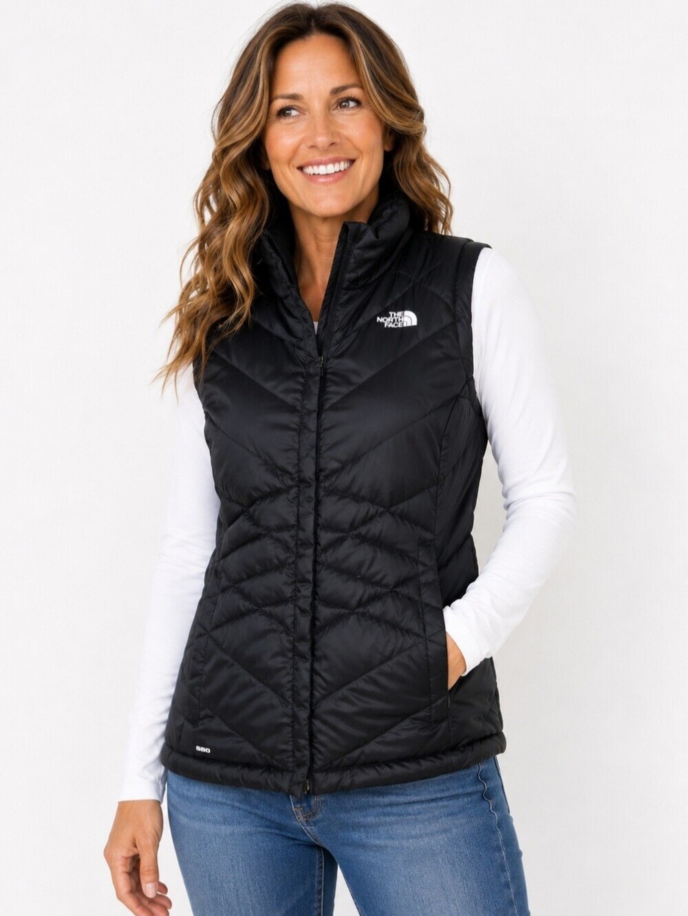 The North Face 550 Goose Down Puffer Vest Women's Medium Black Full Zip Jacket